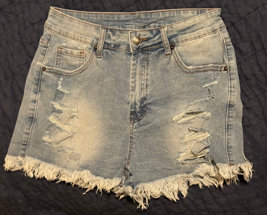 Light Blue Distressed Shorts