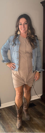 French Beige T-Shirt Dress