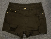 Black Distressed Denim Shorts