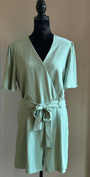 Green V- Neck Romper