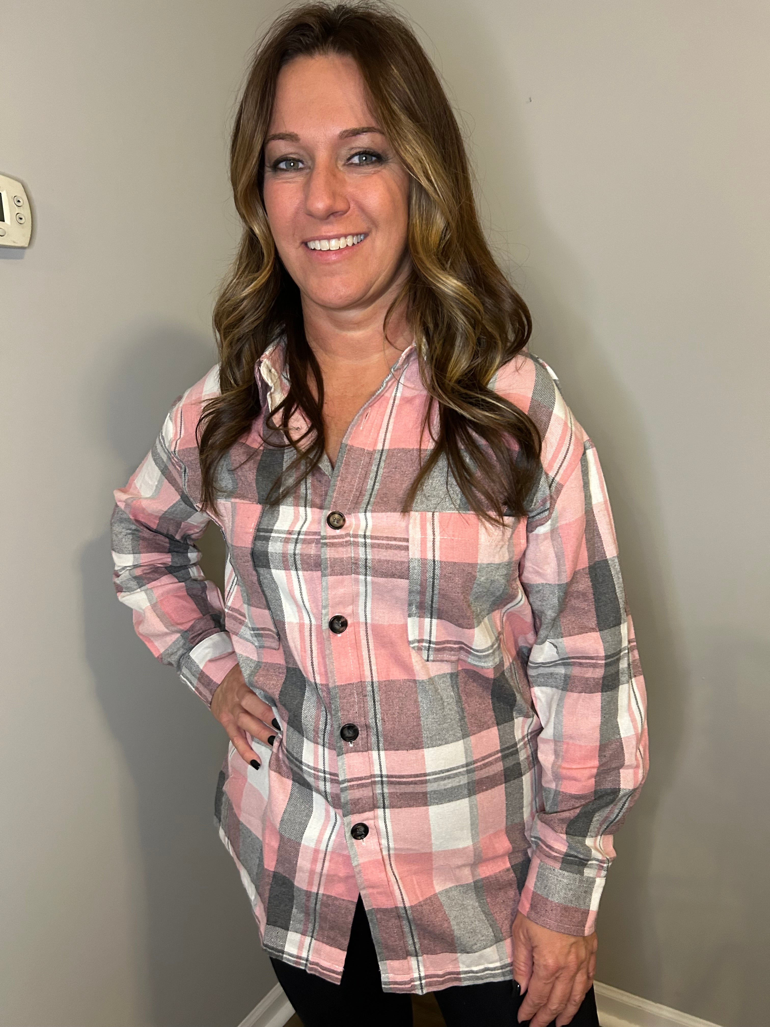 Pretty In Pink Flannel Top